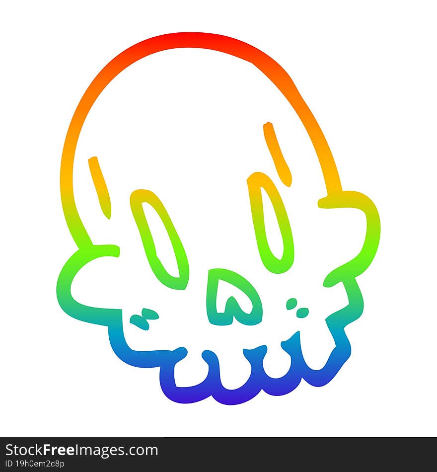 rainbow gradient line drawing cartoon funny skull