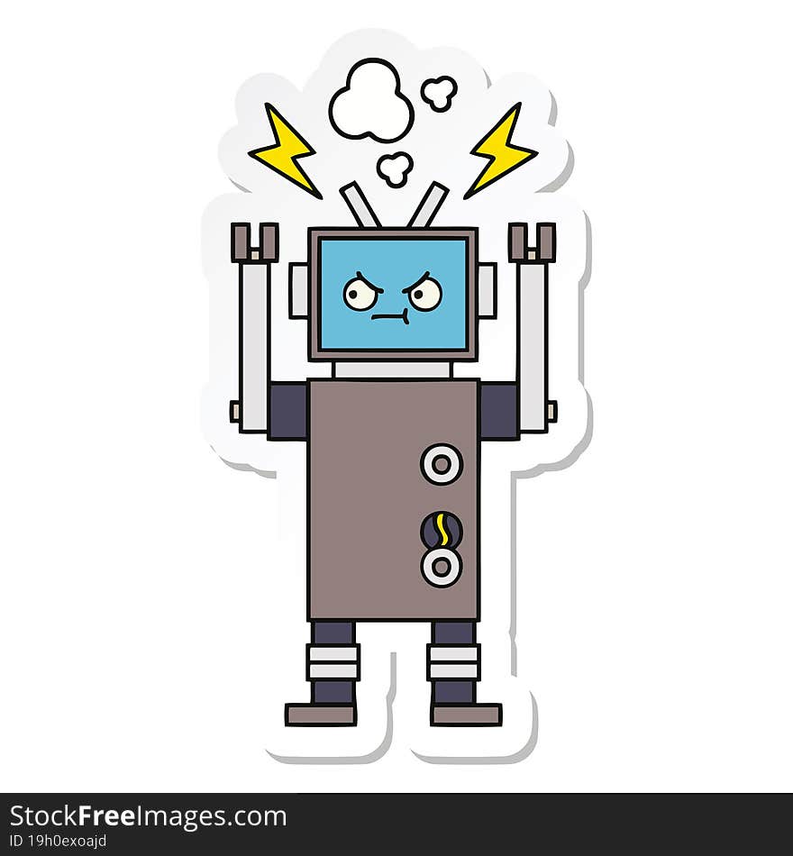 Sticker Of A Cute Cartoon Robot