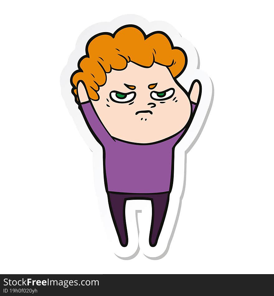 Sticker Of A Cartoon Angry Man