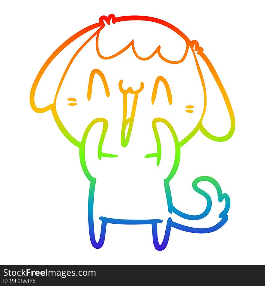 rainbow gradient line drawing cartoon laughing dog