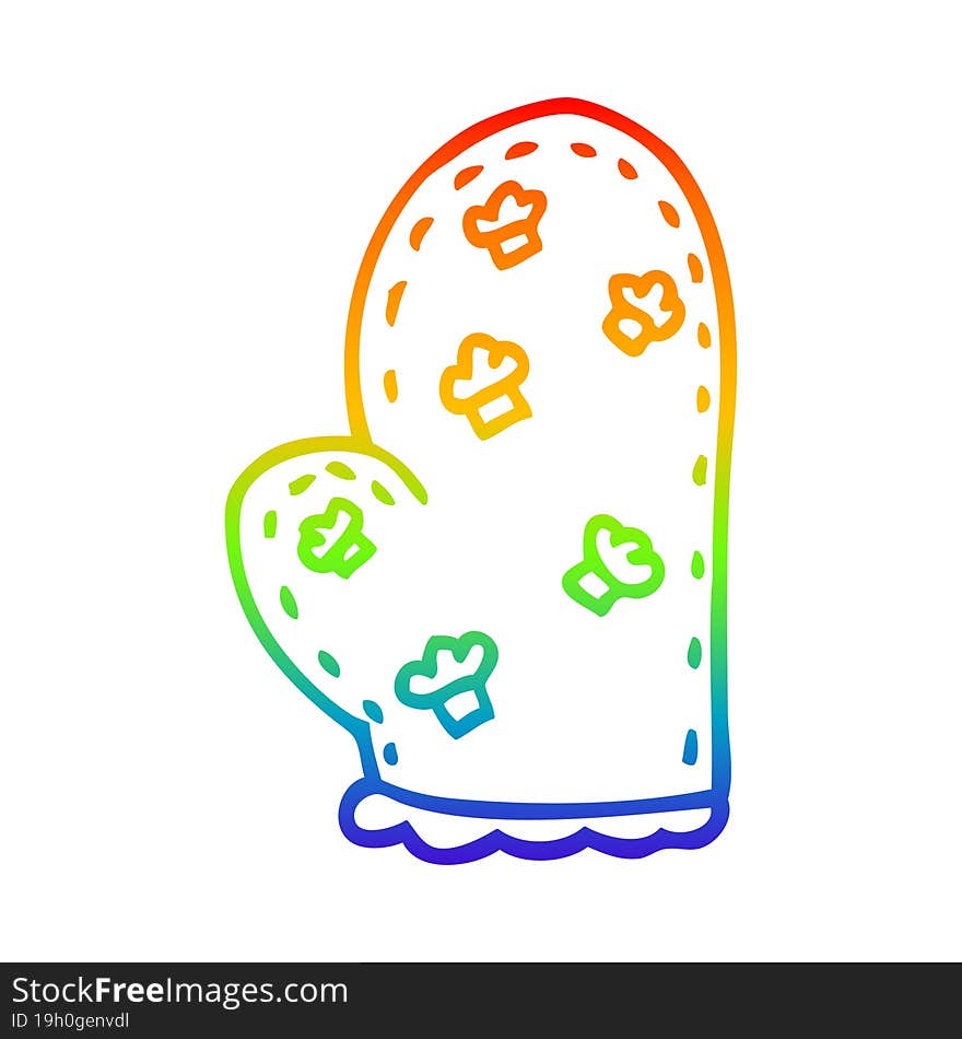 rainbow gradient line drawing cartoon oven glove