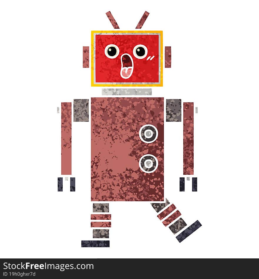 Retro Illustration Style Cartoon Robot