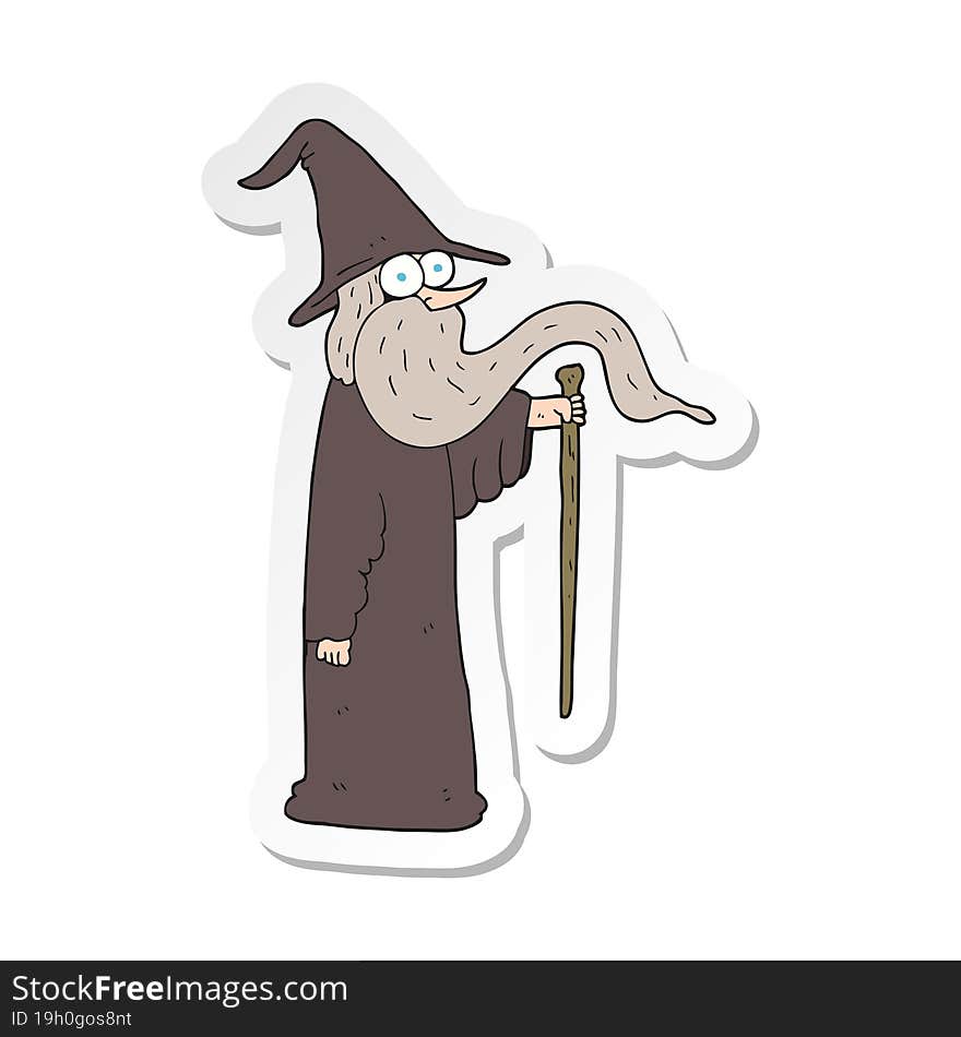 Sticker Of A Cartoon Wizard