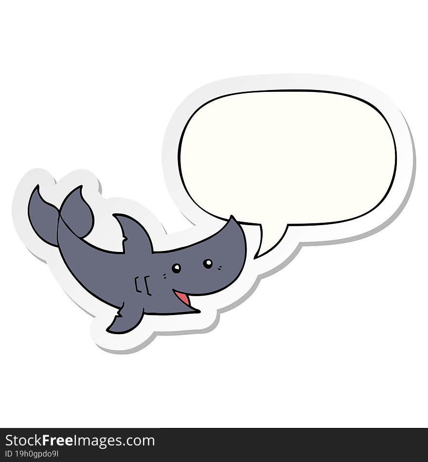 cartoon shark and speech bubble sticker