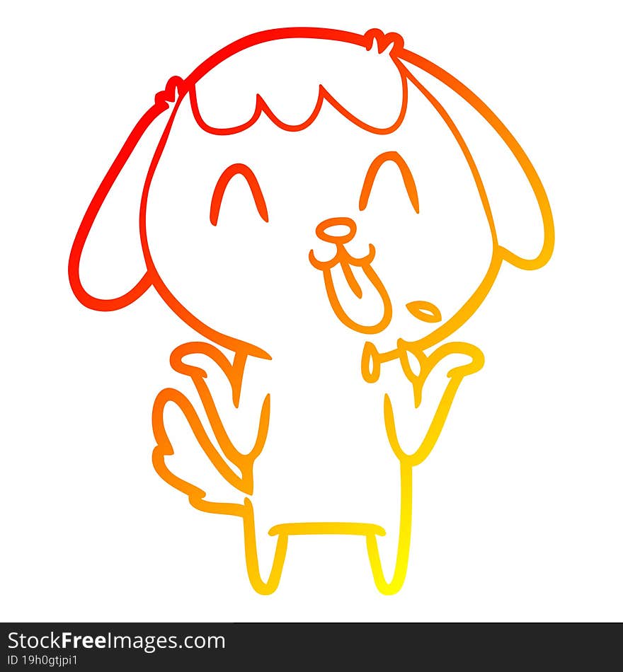 warm gradient line drawing cute cartoon dog