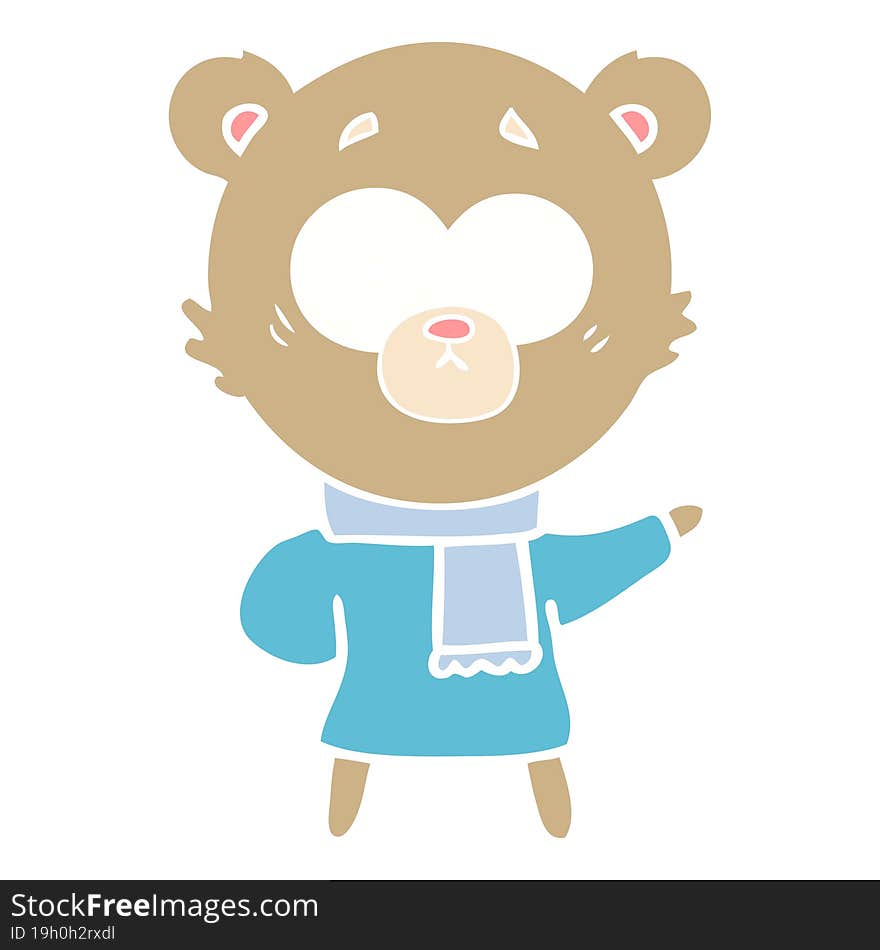 surprised bear flat color style cartoon