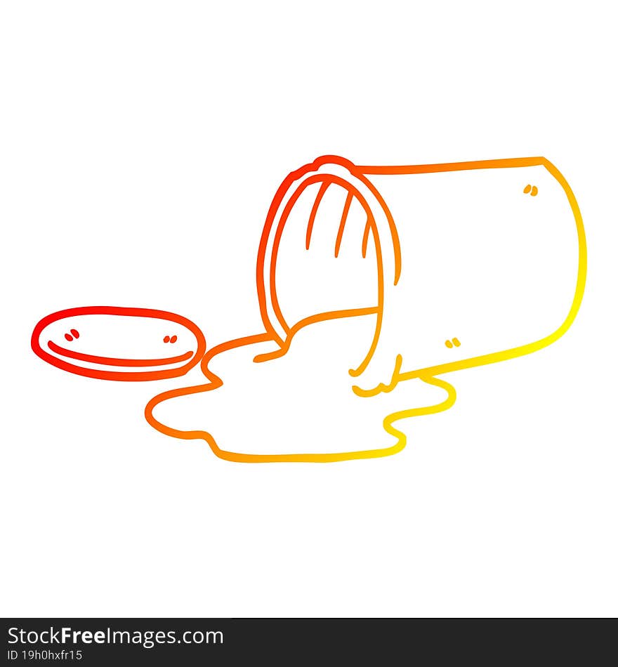 warm gradient line drawing cartoon of spilt food