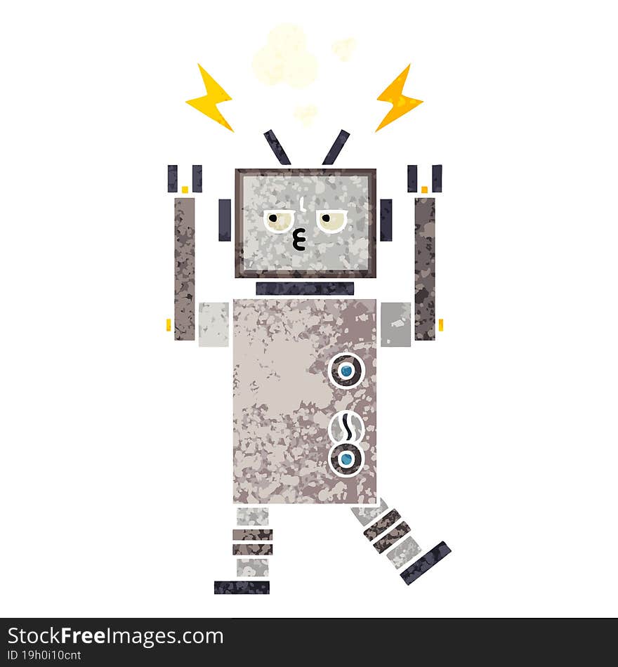 Retro Illustration Style Cartoon Robot