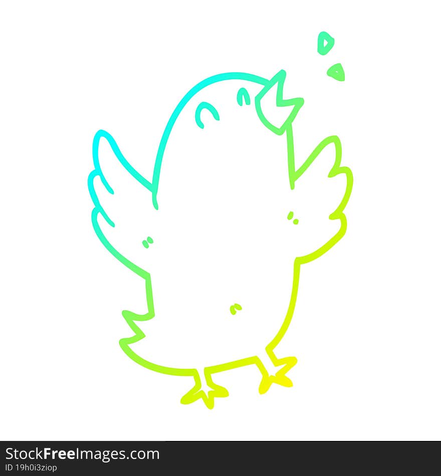 cold gradient line drawing cartoon bird singing