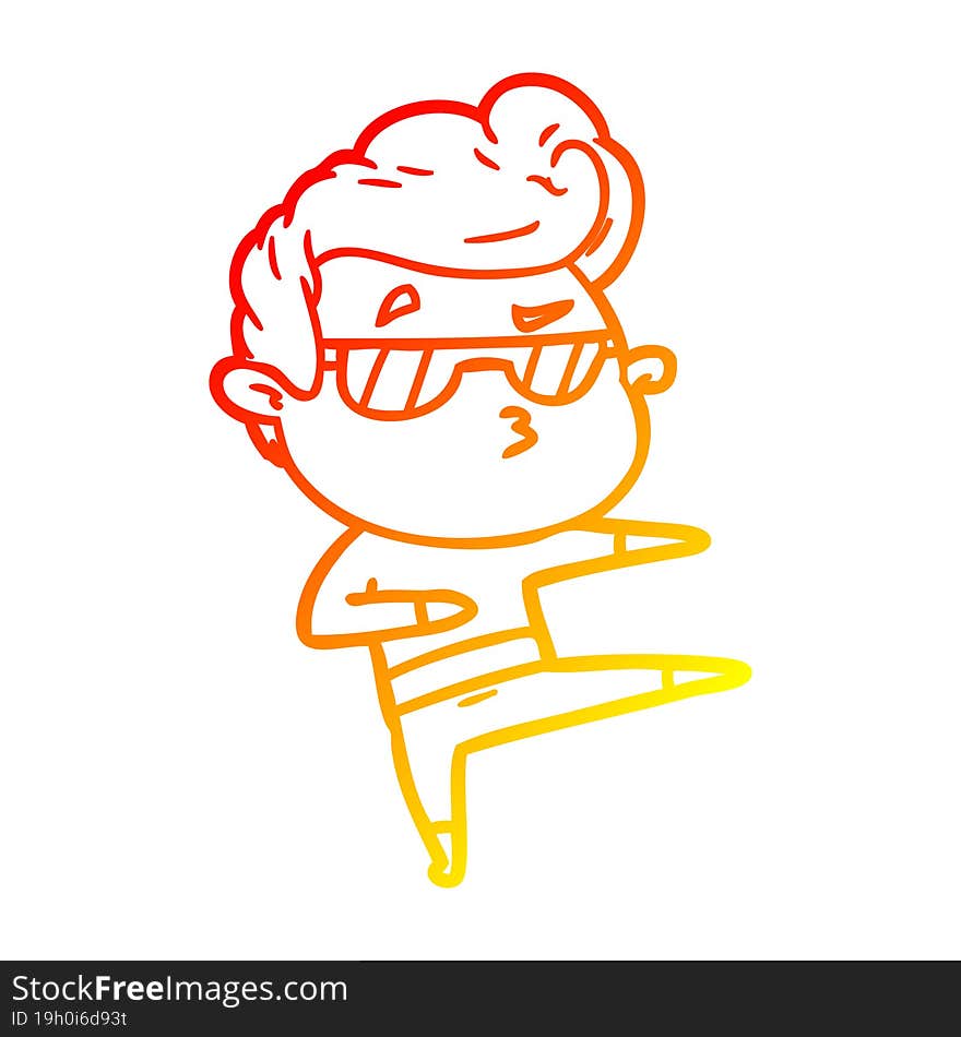 warm gradient line drawing cartoon cool guy