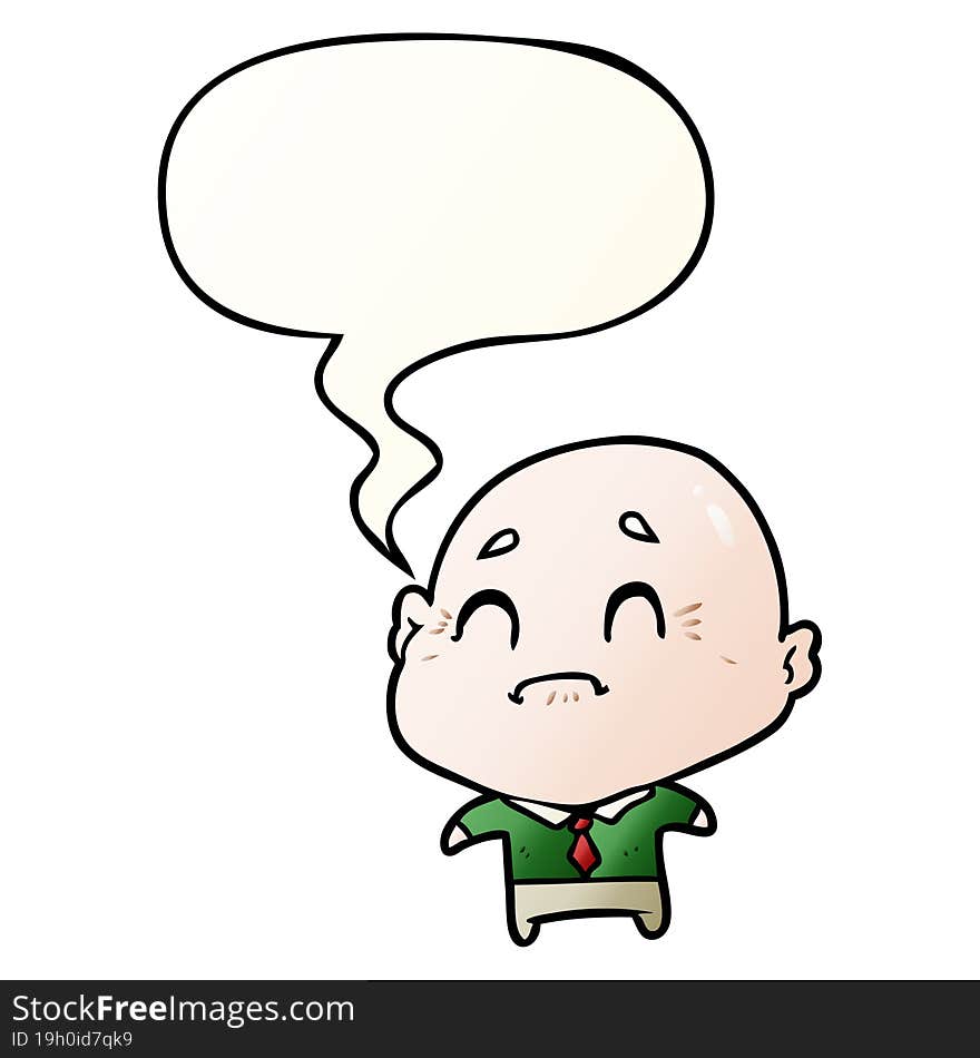 cartoon old man with speech bubble in smooth gradient style