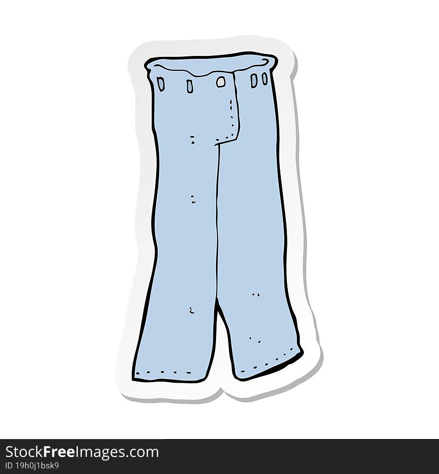 sticker of a cartoon pair of jeans