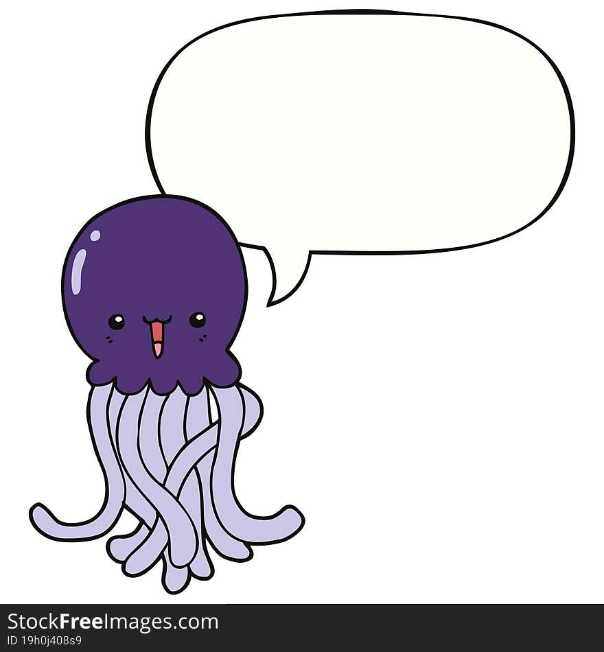 cartoon jellyfish with speech bubble. cartoon jellyfish with speech bubble