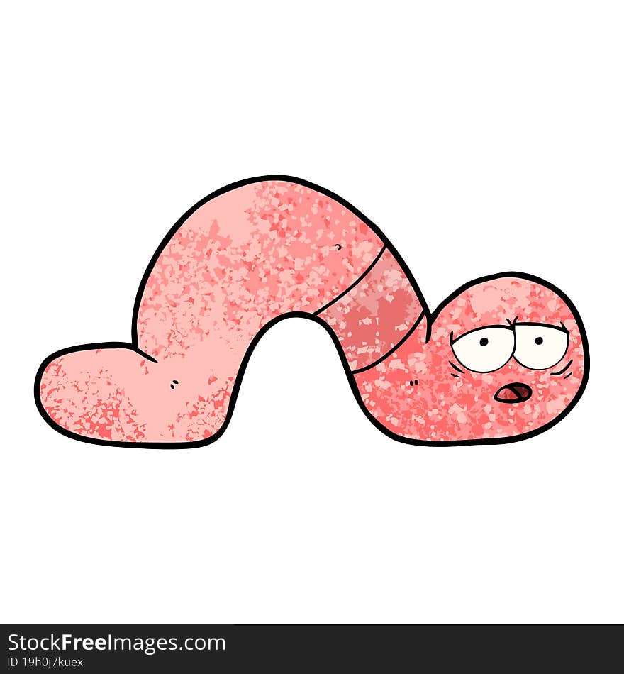 cartoon tired worm. cartoon tired worm