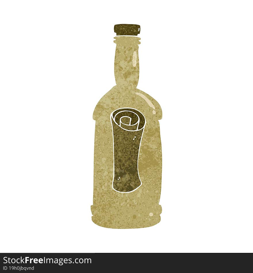 cartoon letter in a bottle