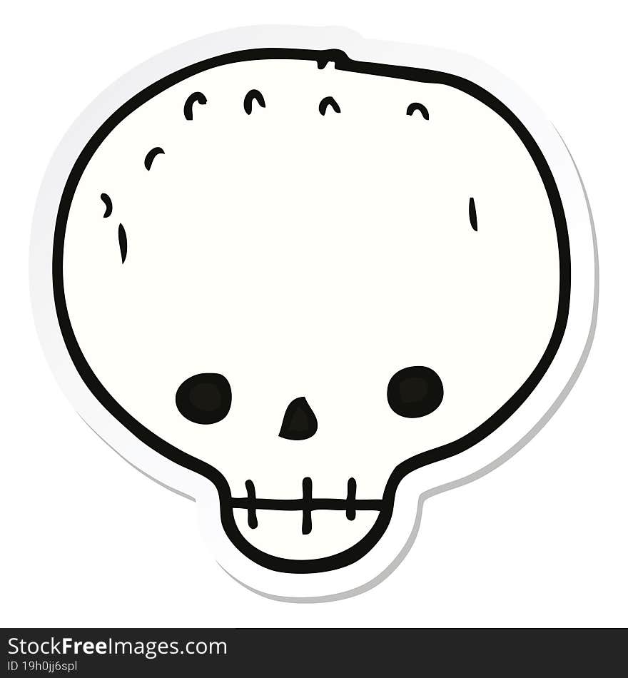 sticker of a cartoon skull