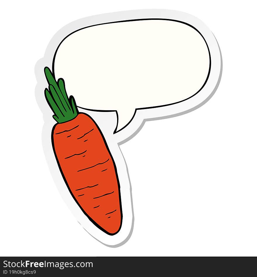 cartoon carrot with speech bubble sticker. cartoon carrot with speech bubble sticker