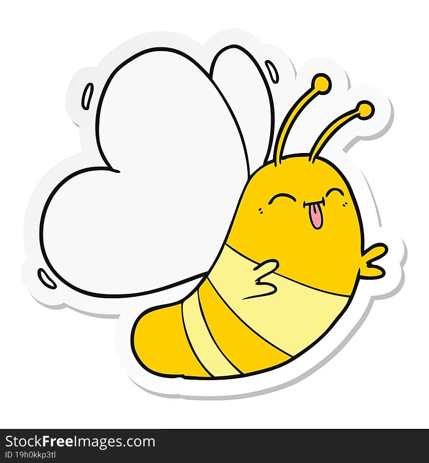 sticker of a funny cartoon butterfly