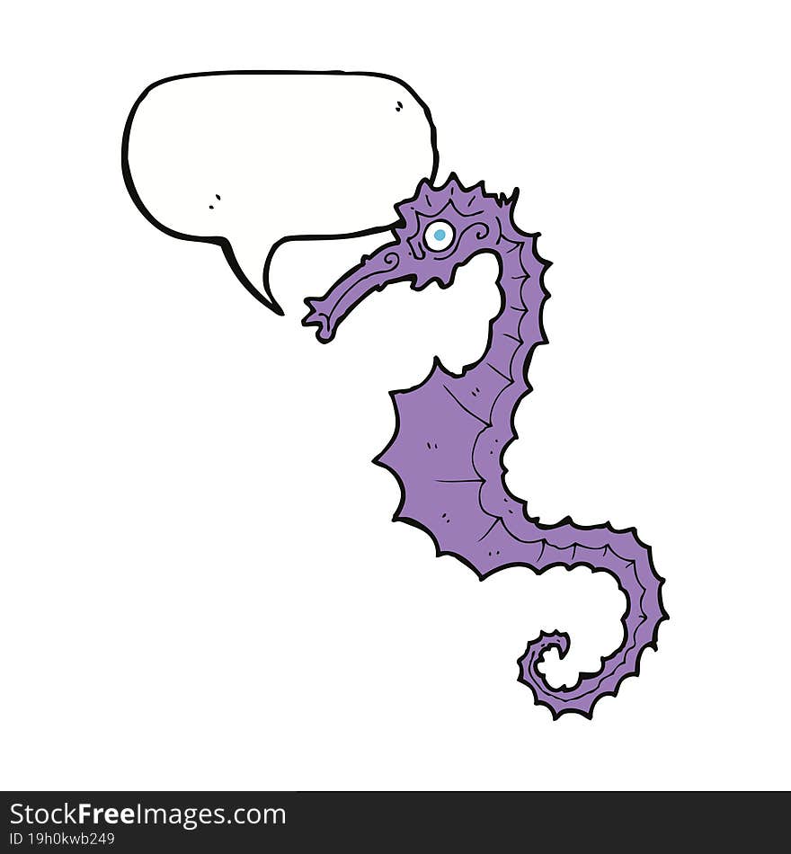 cartoon sea horse with speech bubble