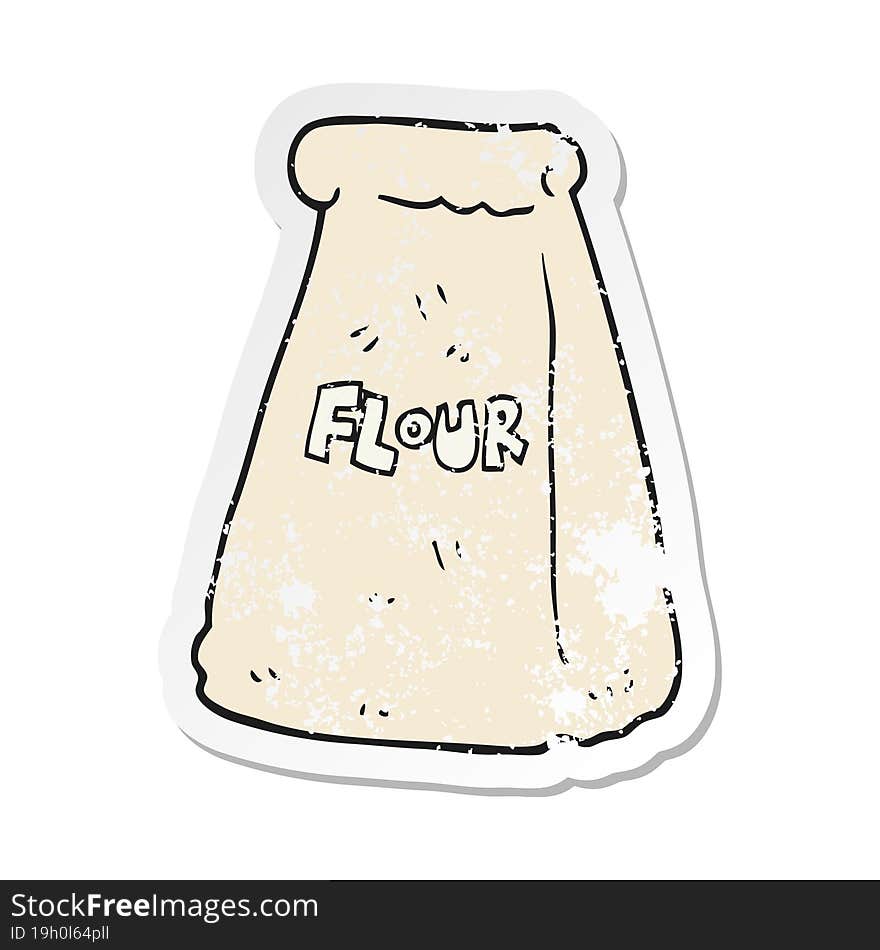 Retro Distressed Sticker Of A Cartoon Bag Of Flour