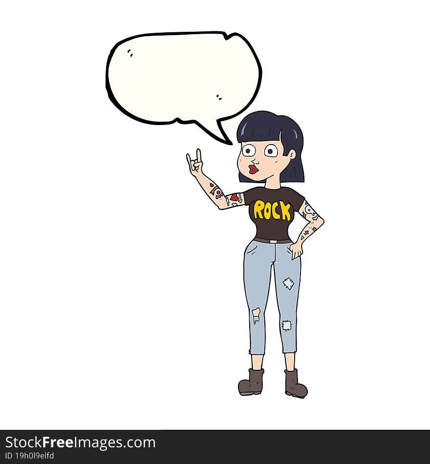 Speech Bubble Cartoon Rock Girl