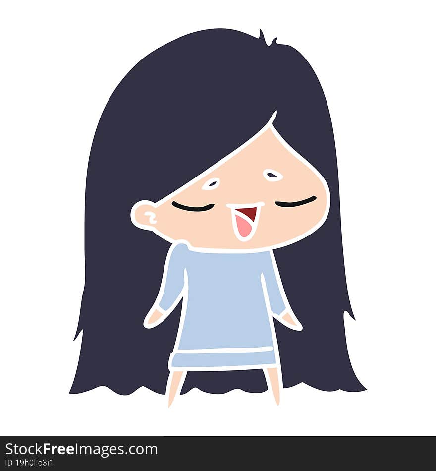 cartoon of cute kawaii long haired girl