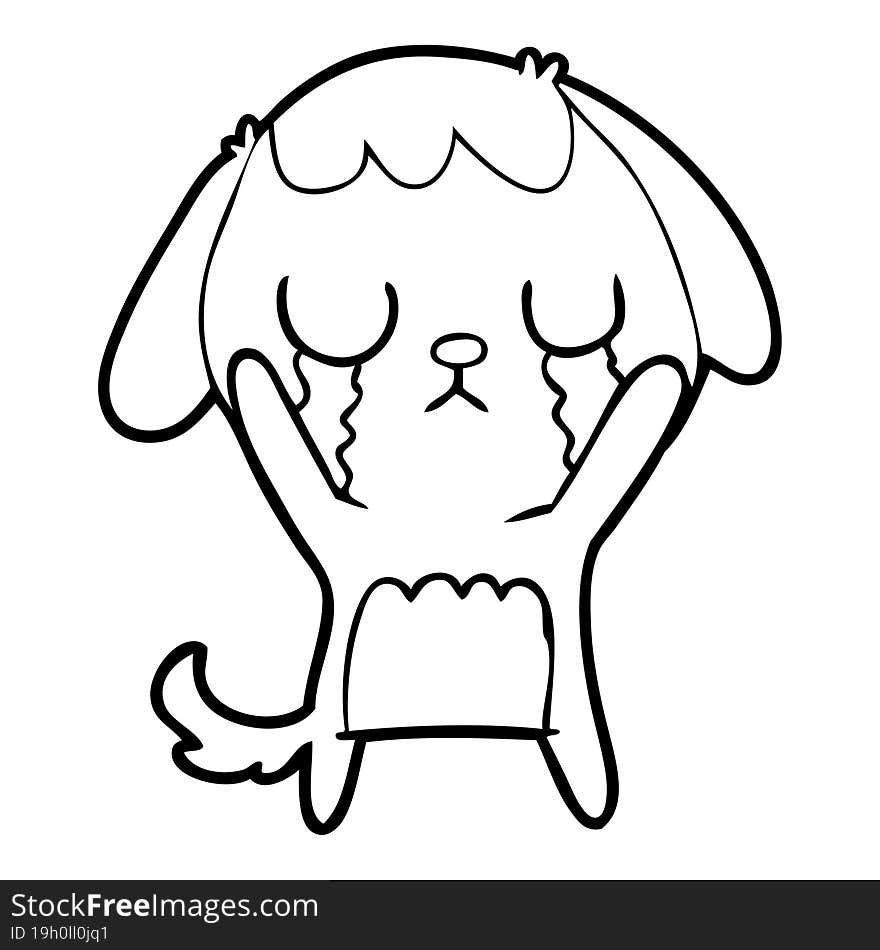 cute cartoon dog crying. cute cartoon dog crying