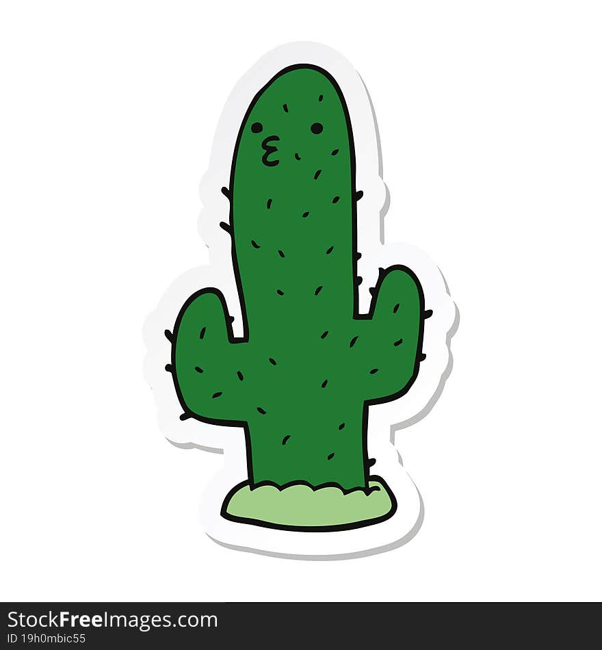 sticker of a cartoon cactus