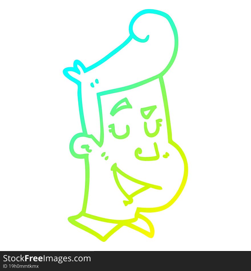 cold gradient line drawing cartoon happy man