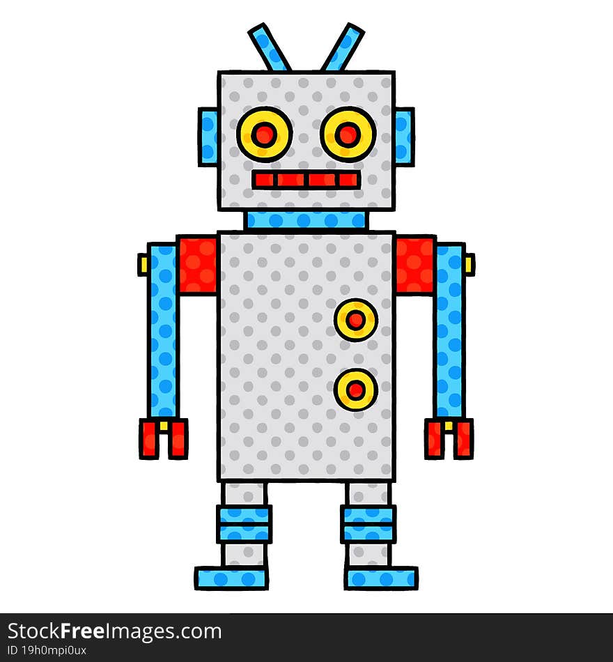 comic book style cartoon dancing robot