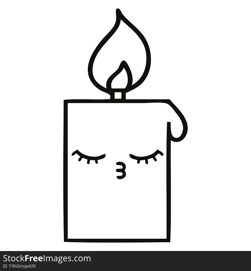 line drawing cartoon of a lit candle