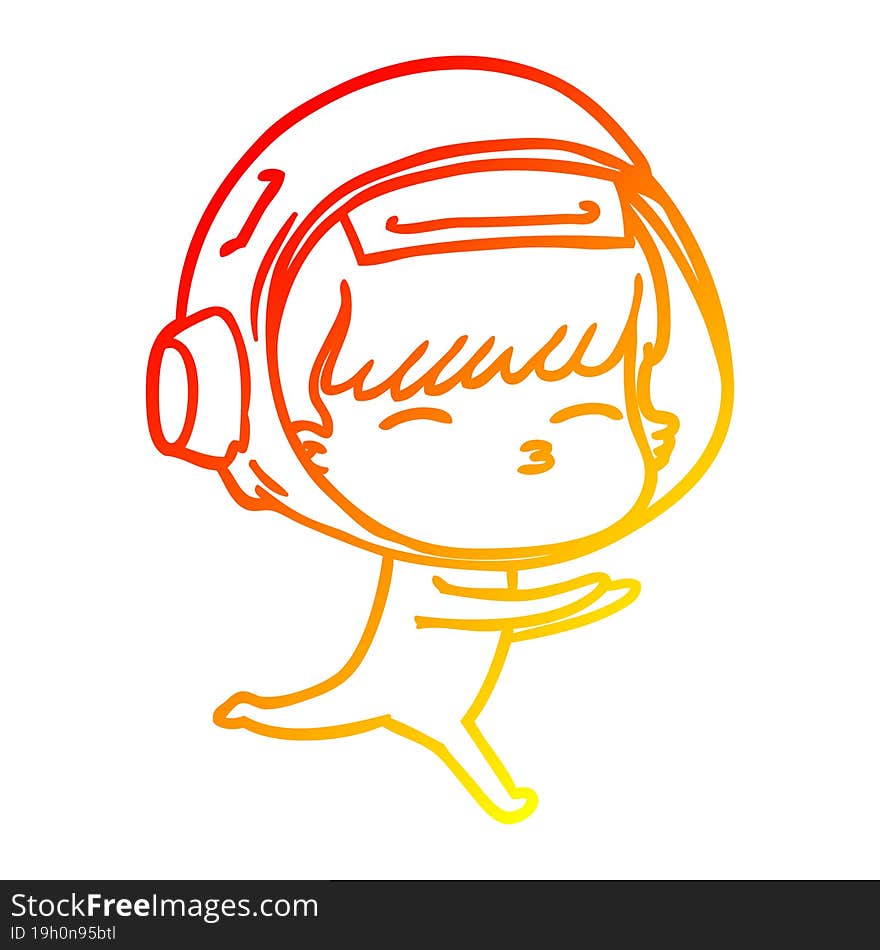 warm gradient line drawing cartoon curious astronaut