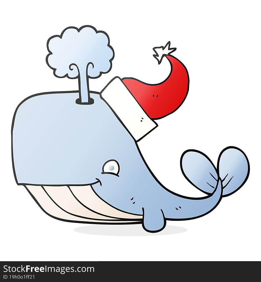 cartoon whale wearing christmas hat