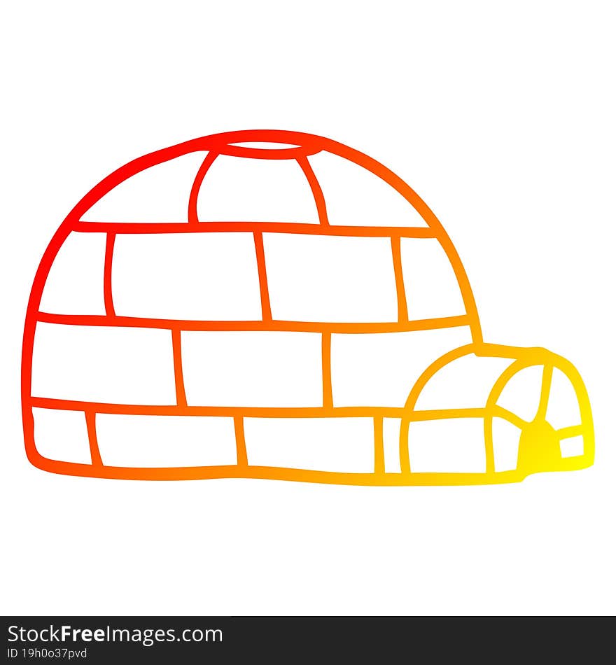 warm gradient line drawing of a cartoon ice igloo