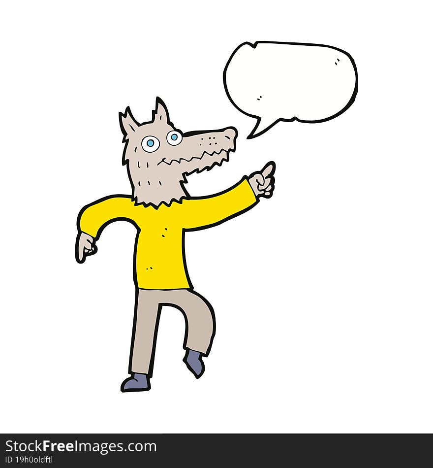 Cartoon Wolf Man With Speech Bubble