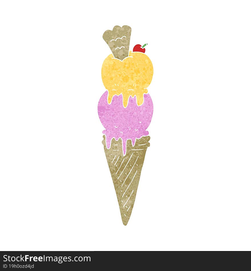 Retro Cartoon Ice Cream Cone