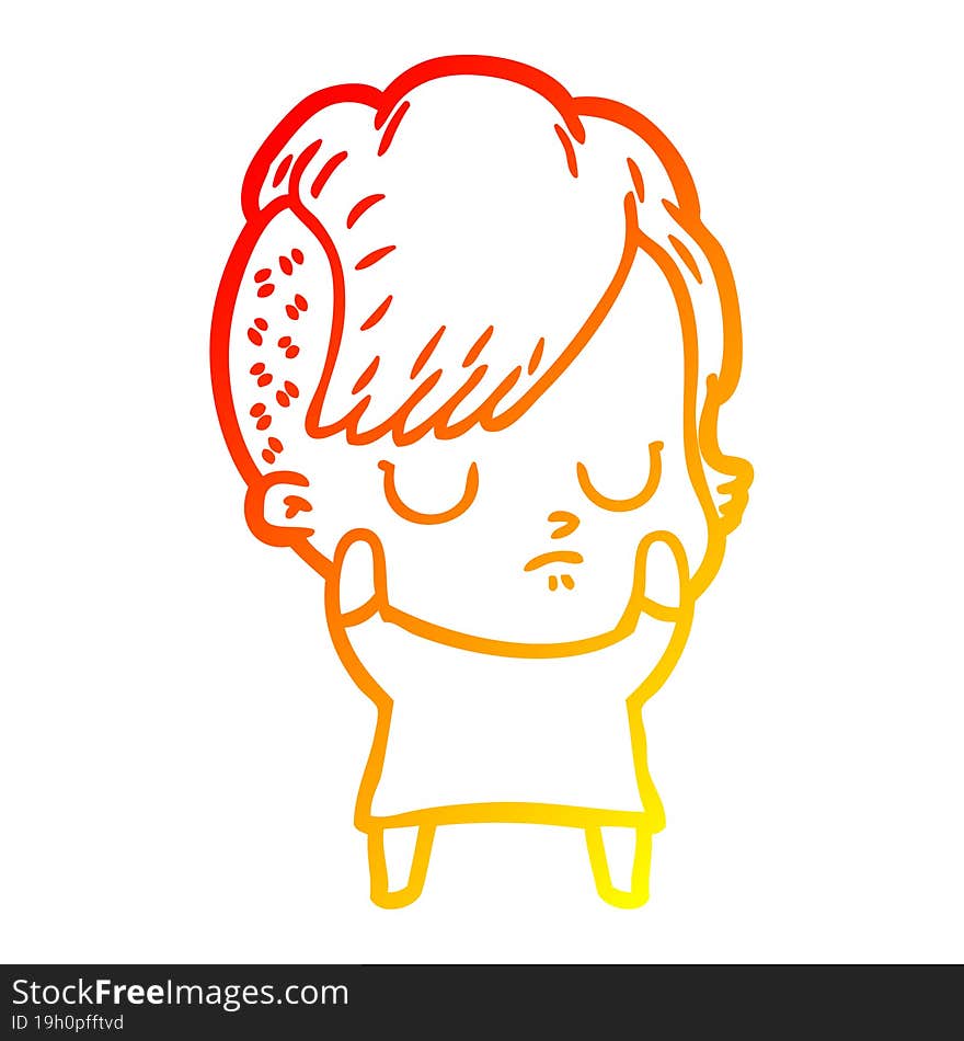 warm gradient line drawing of a cartoon woman