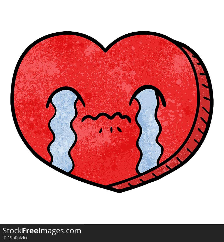 cartoon crying love heart. cartoon crying love heart