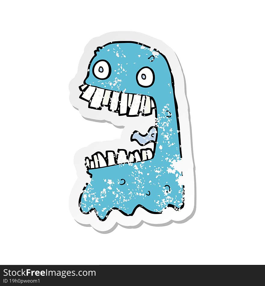 Retro Distressed Sticker Of A Cartoon Gross Ghost