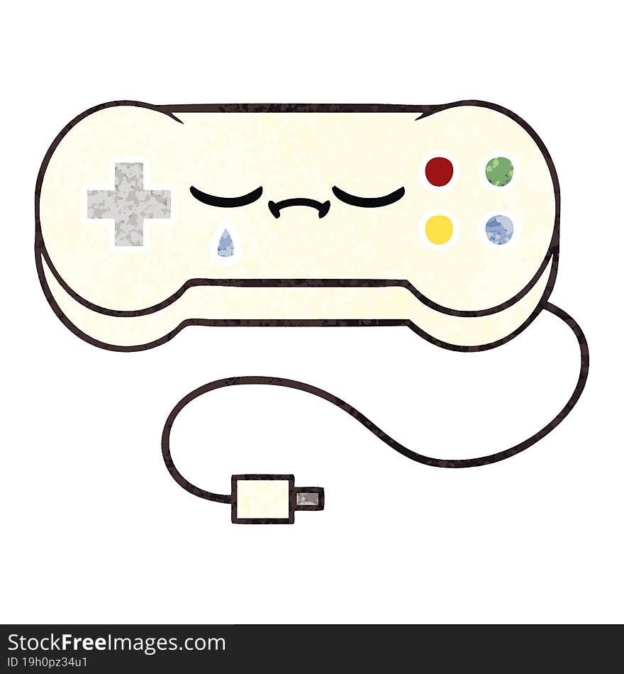 retro illustration style cartoon game controller