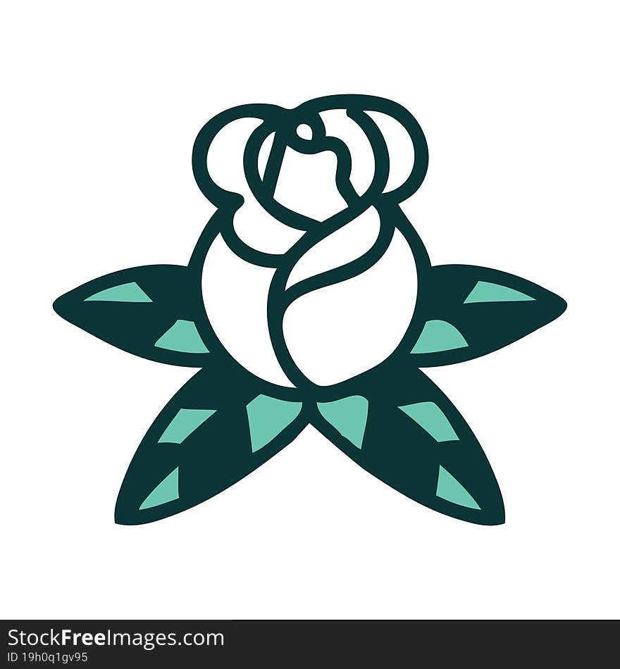 tattoo style icon of a single rose