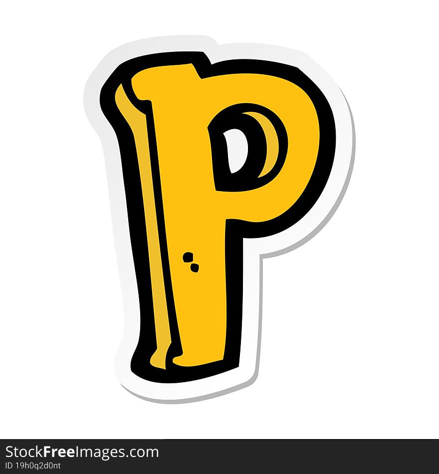 sticker of a cartoon letter P