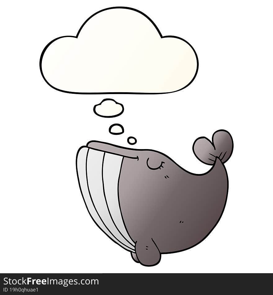 cartoon whale and thought bubble in smooth gradient style