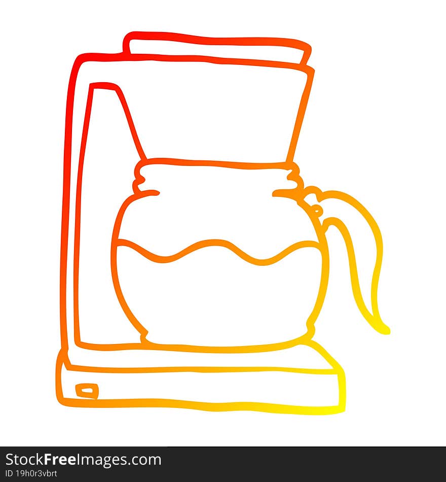 Warm Gradient Line Drawing Cartoon Coffee Machine