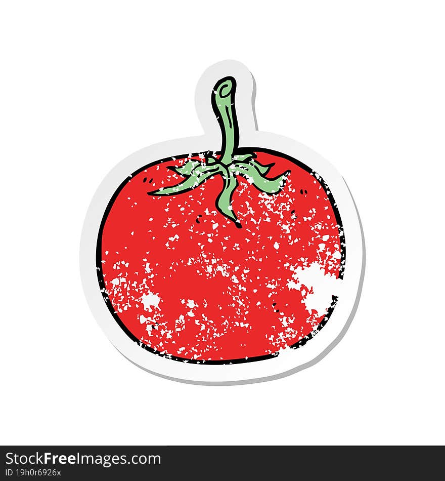 retro distressed sticker of a cartoon tomato