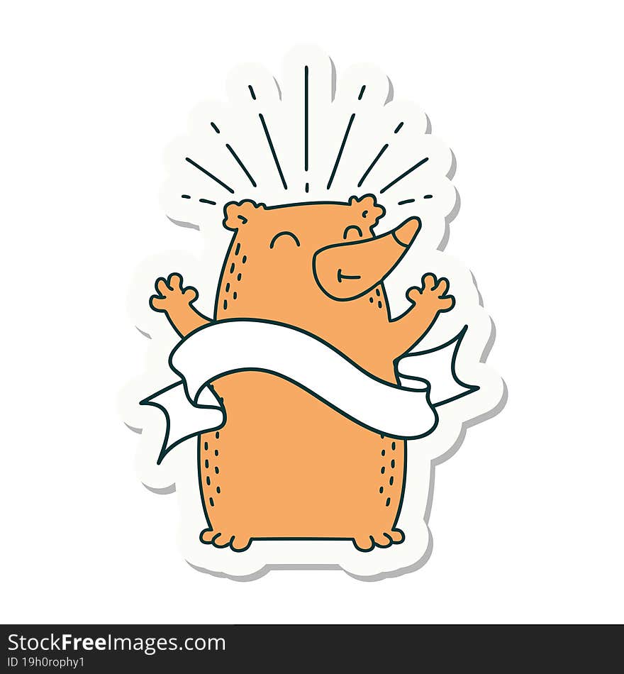 sticker of tattoo style happy bear