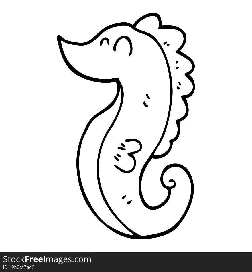 line drawing cartoon sea horse