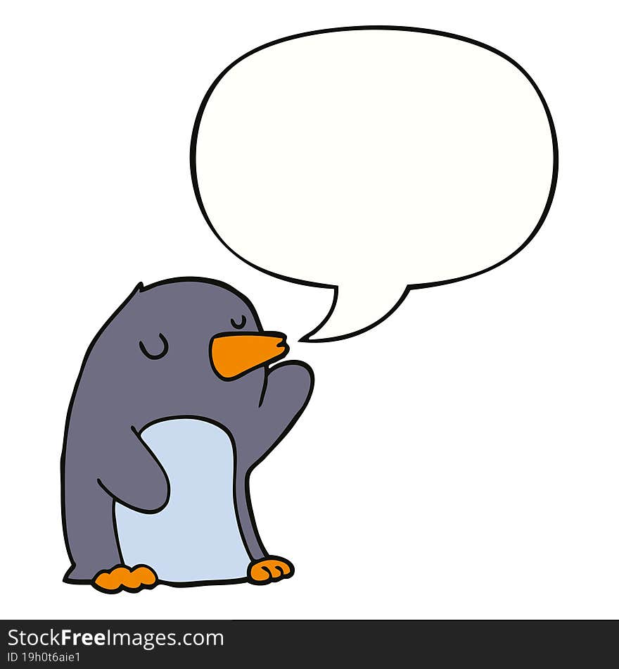 cartoon penguin with speech bubble. cartoon penguin with speech bubble