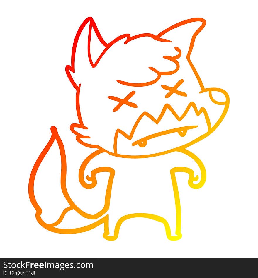 Warm Gradient Line Drawing Cartoon Dead Fox