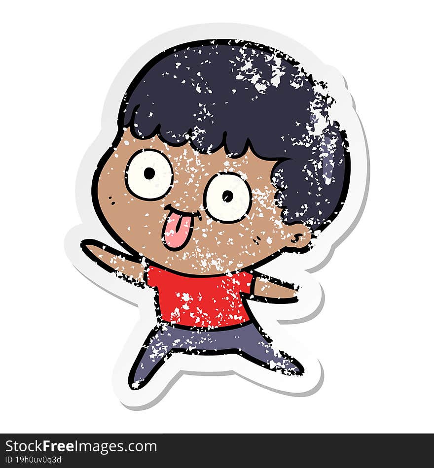 distressed sticker of a cartoon man staring